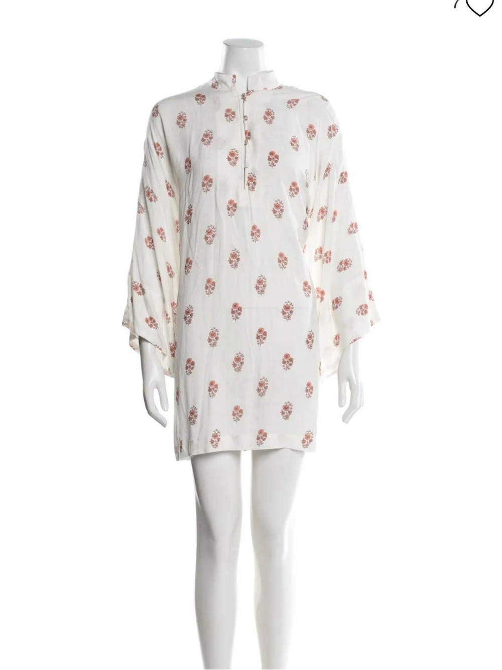 Women’s White Mini Dress with Pink Floral Print